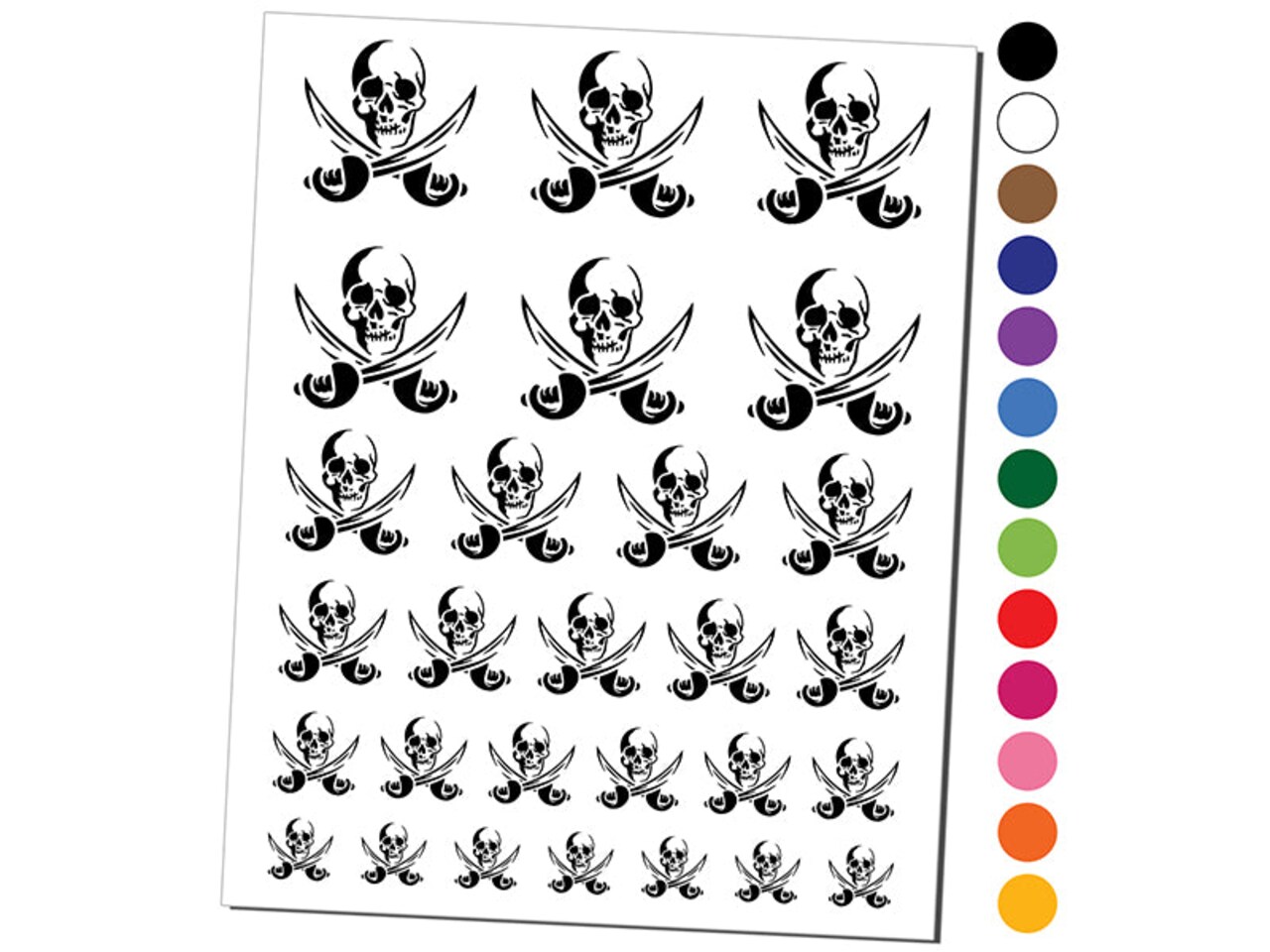 Pirate Skull and Swords Jolly Roger Temporary Tattoo Water Resistant Fake Body Art Set Collection